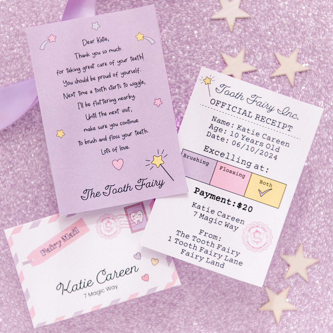 Tooth Fairy Letter Set - Personalised (Lavender)