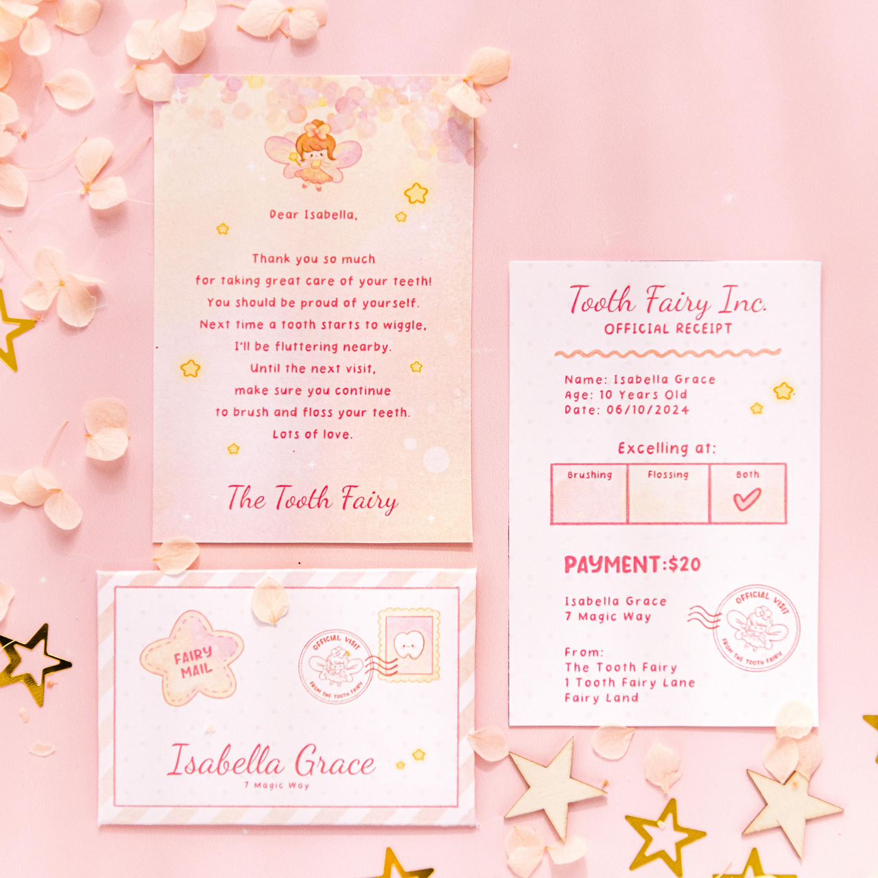 Tooth Fairy Letter Set - Personalised (Pink)