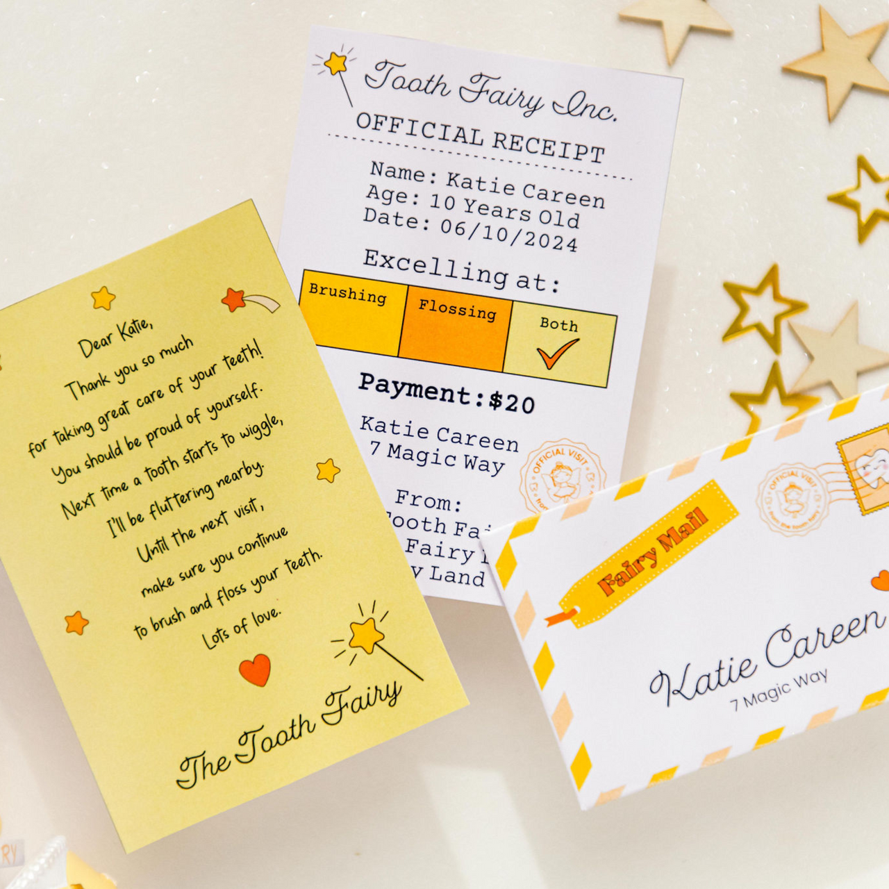 Tooth Fairy Letter Set - Personalised (Yellow)