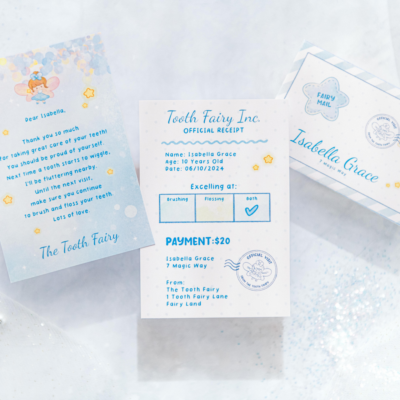 Tooth Fairy Letter Set - Personalised (Blue)