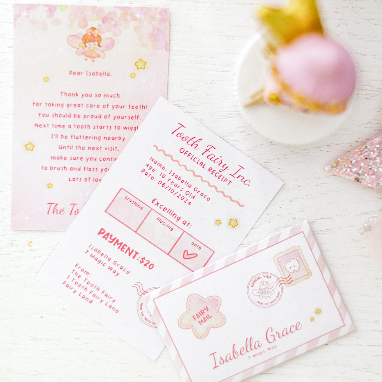 Tooth Fairy Letter Set - Personalised (Pink)