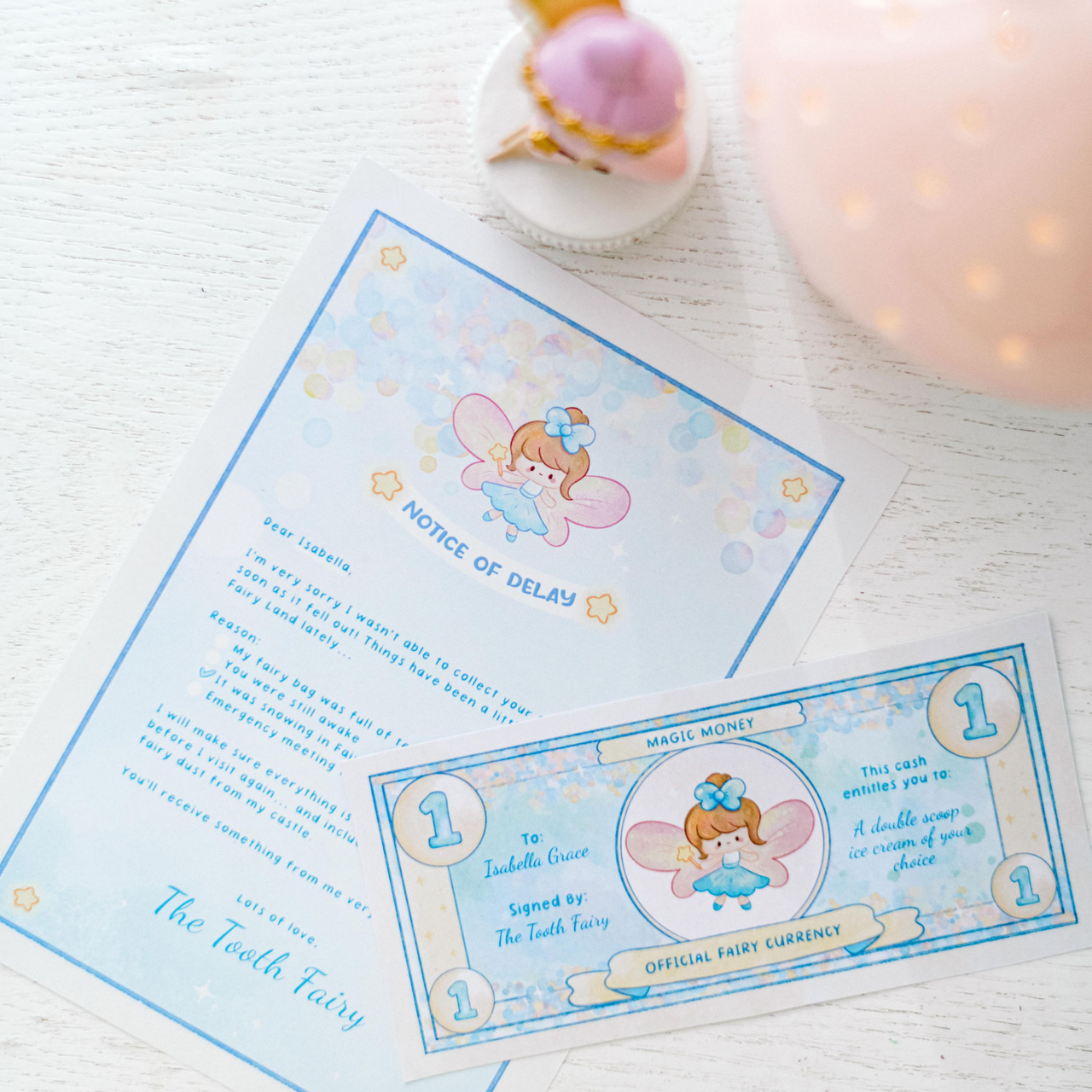 Tooth Fairy Currency - Personalised (Blue)