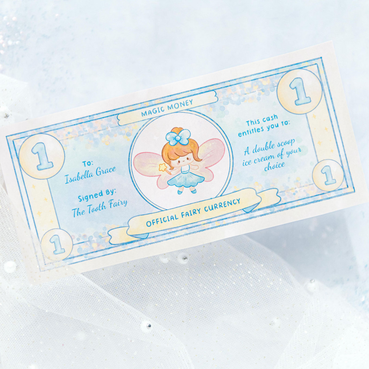 Tooth Fairy Currency - Personalised (Blue)