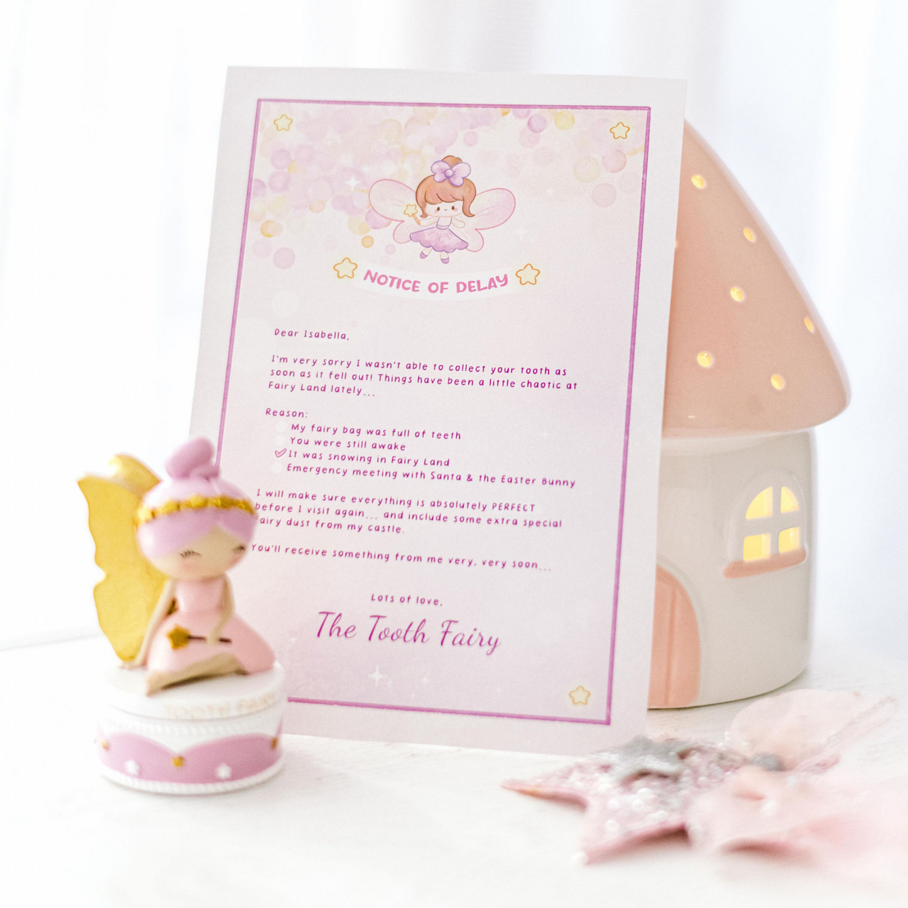 Notice of Delay - Personalised Tooth Fairy Letter (Purple)