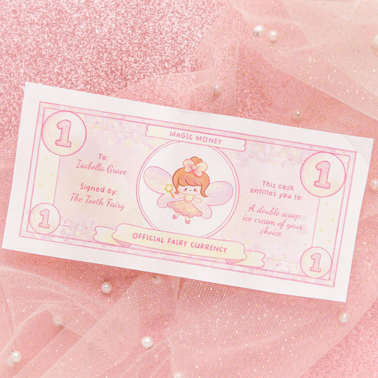 Tooth Fairy Currency - Personalised (Pink)