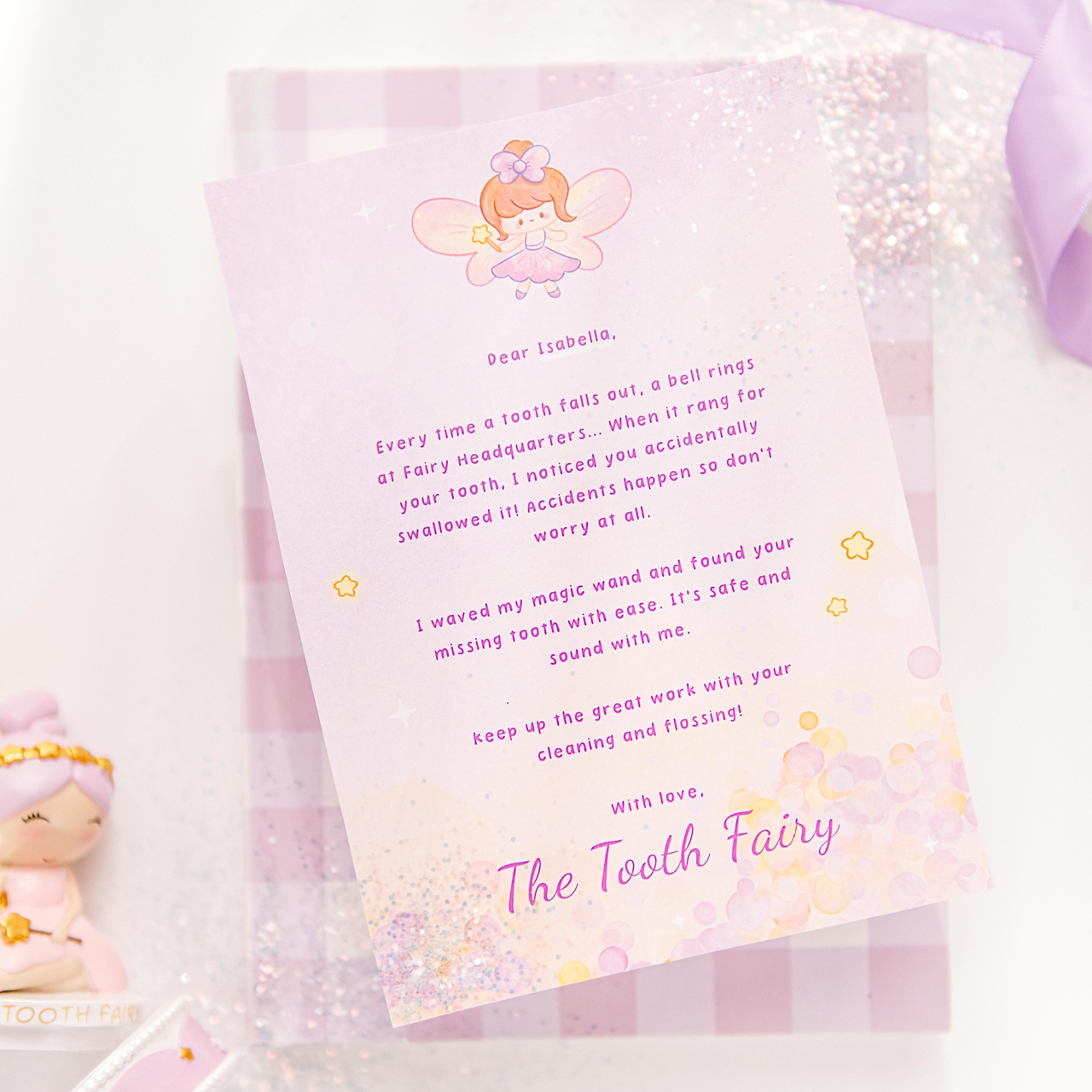 Swallowed Tooth - Personalised Tooth Fairy Letter (Purple)